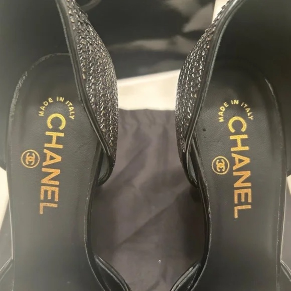 Authentic CHANEL Black & Gold Python Pumps - image 8